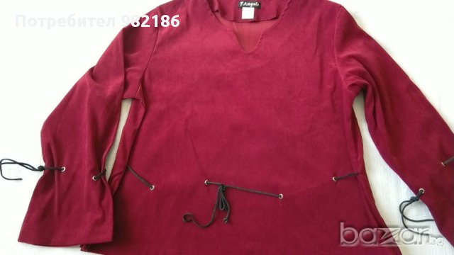 блузa с дълъг ръкав, бордо с кожени връзки на ръкавите и талията