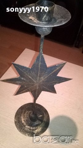 Свещник звезда-40/20см метален-внос швеицария, снимка 5 - Антикварни и старинни предмети - 13696033