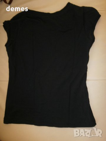 Черна дамска тениска ZARA - размер М, снимка 2 - Тениски - 21942088