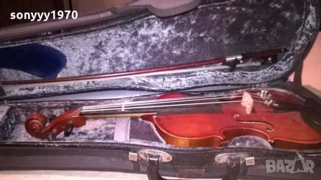 цигулка с лък и куфар-внос франция, снимка 3 - Струнни инструменти - 22458298