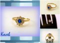 златен пръстен корона със син шпинел 2.31 грама/размер №52, снимка 1