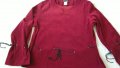 блузa с дълъг ръкав, бордо с кожени връзки на ръкавите и талията, снимка 1 - Блузи с дълъг ръкав и пуловери - 10405174