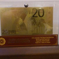 Сувенири, банкноти 200 златни евро в стъклена поставка и сертификат, снимка 3 - Нумизматика и бонистика - 6779160