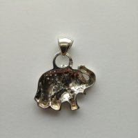Сребърен медальон Слон с цирконий - 925 сребро, снимка 2 - Колиета, медальони, синджири - 26021622
