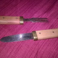 Стар комплект нож+вилица-25см-внос швеицария, снимка 3 - Антикварни и старинни предмети - 17682853