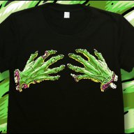 New!  Дамска тениска ZOMBIE ЗОМБИ HANDS с уникален дизайн! Създай модел с ТВОЯ ИДЕЯ!, снимка 3 - Тениски - 15315521
