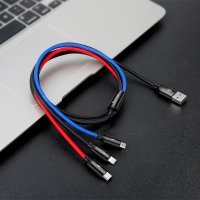 Baseus FAST DATA кабел за зареждане 3 в 1 Type-C, micro USB, pins 3 в1, снимка 2 - USB кабели - 23257048