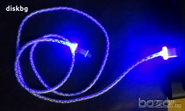 Нов LED Кабел USB на MicroUSB – светещ