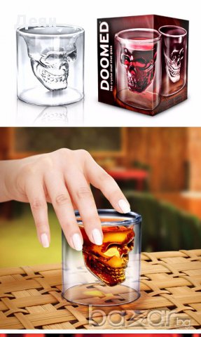 1020 Стъклена чаша череп, снимка 5 - Други стоки за дома - 17473724