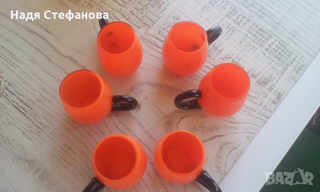 Малки халбички за концентрат оранжеви 40мл 6 бр комплект, снимка 4 - Чаши - 26160744