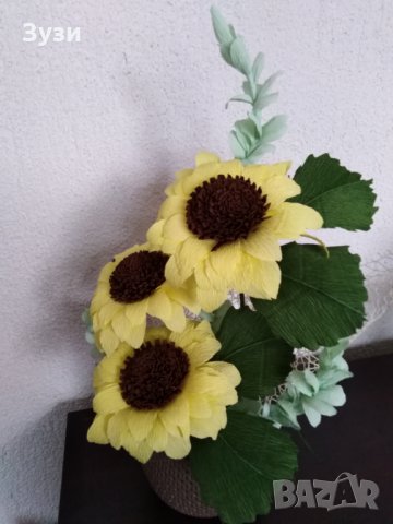 Цветя от хартия-слънчогледи, снимка 3 - Изкуствени цветя - 25247643