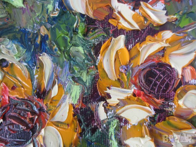 Цветя, масло / платно Art by MiMa МиМа - модерна картина , снимка 4 - Картини - 25549981