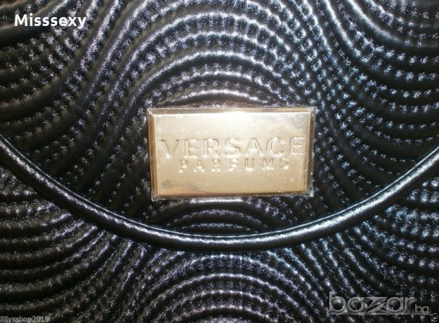ПРОМО 🍊 VERSACE 🍊 Дамска кожена черна вечерна чанта нова с етикети, снимка 10 - Чанти - 19508749