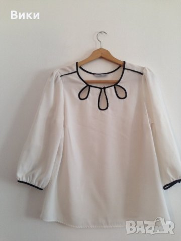 Блуза \ риза в бяло и черно, снимка 2 - Блузи с дълъг ръкав и пуловери - 23684910