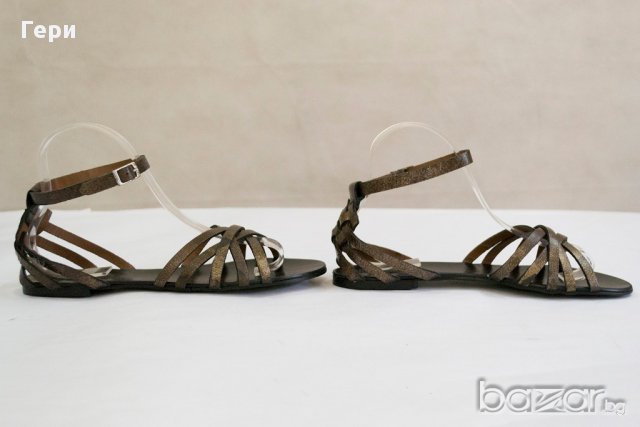 Естествена кожа, дамски сандали цвят бронз 40 и 41, снимка 4 - Сандали - 17553612