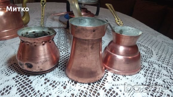 Стари медни съдове и сервиз турски 100 г., снимка 4 - Антикварни и старинни предмети - 20343338