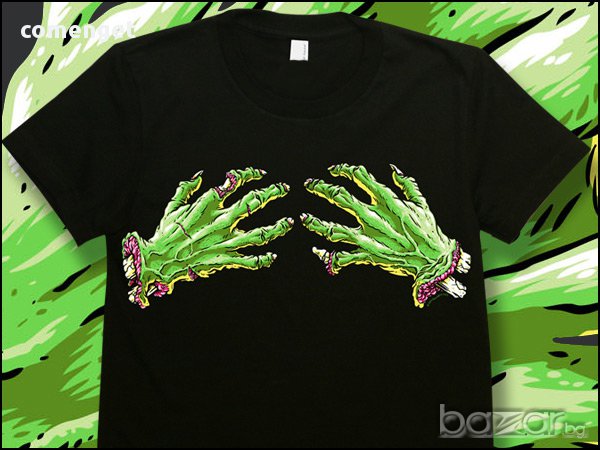 New!  Дамска тениска ZOMBIE ЗОМБИ HANDS с уникален дизайн! Създай модел с ТВОЯ ИДЕЯ!, снимка 3 - Тениски - 15315521
