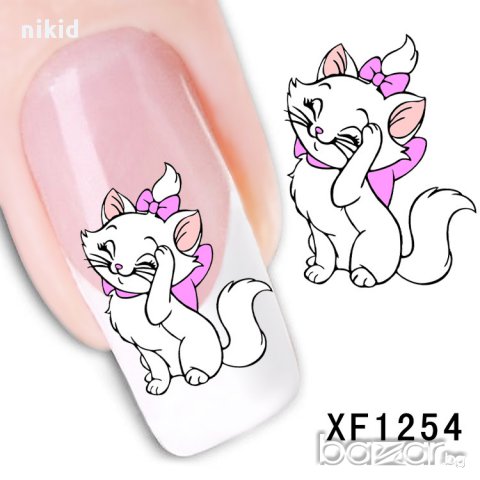 коте Мари татос ваденки водни стикери за нокти маникюр