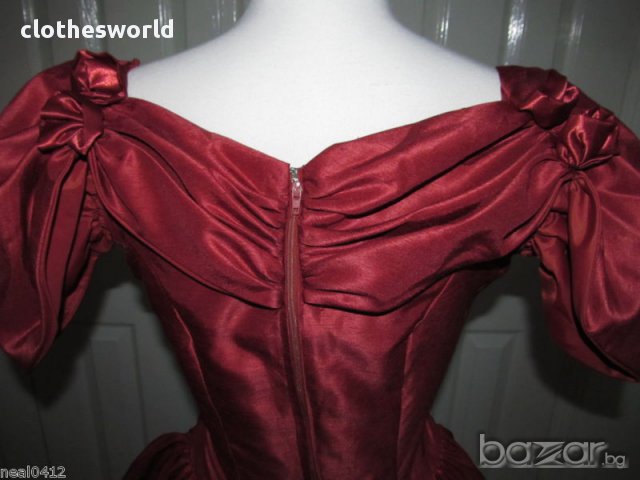 Бална рокля във викториански стил вишнев цвят, снимка 8 - Рокли - 11690479