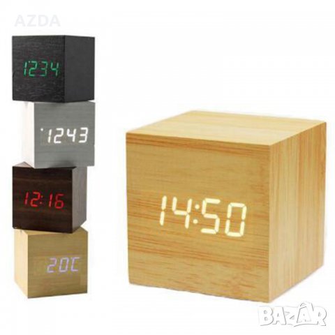 LED дървен часовник куб- Wooden Clockх, снимка 2 - Други стоки за дома - 25197460