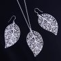 Ново!Комплект колие и обеци " листа "със сребърно покритие и печат 925-мод.23, снимка 2