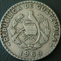25 центаво 1969, Гватемала, снимка 2 - Нумизматика и бонистика - 21478915