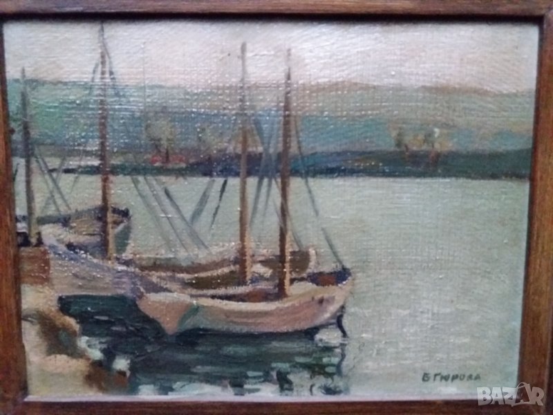 Бронка Гюрова-Алшех стара картина пейзаж маслени бои подписана, снимка 1