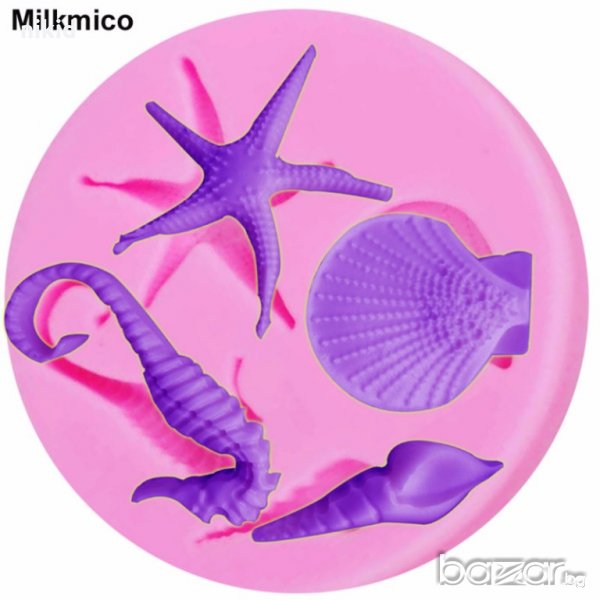 Морска звезда мида конче и рапан силиконов молд форма за декорация торта фондан шоколад и др, снимка 1