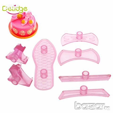 7 части за направа на ГОЛЯМА дамски обувки обувка с пандела сандал токчета форма торта украса фондан, снимка 2 - Форми - 15731433