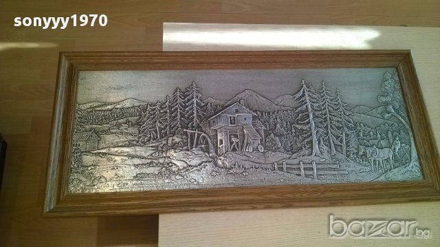 Rein zinn 100x45см картина-дърво и метал-внос швеицария, снимка 4 - Антикварни и старинни предмети - 16705801