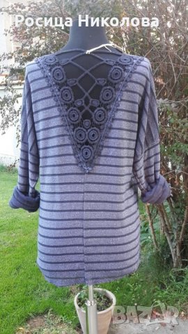 Д блуза с интересен гръб в цветове , снимка 4 - Блузи с дълъг ръкав и пуловери - 22702569