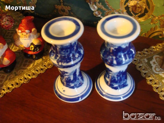 Холандски порцеланови свещници , снимка 3 - Декорация за дома - 21111041