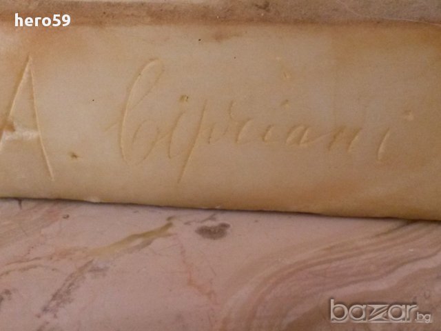 Авторска Мраморна Фигура-уникат 19в.Adolpho Cipriani (Italian, 1880-1930), , снимка 6 - Антикварни и старинни предмети - 16325680