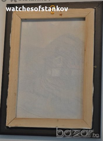 Кирил Иринчев "Къща край езерото" масло върху платно 29/39см, снимка 5 - Картини - 11415339