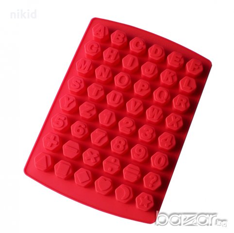 3D 48 символа букви латиница латински и числа цифри шестоъгълни  кубчета силиконов молд форма калъп 