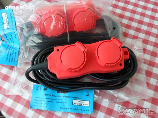  Разклонител ВЛАГОЗАЩИТЕН, удължител НОВ, универсален, 4 бр. контакти и 5 м. ИСТИНСКИ ГУМИРАН кабел, снимка 3 - Други стоки за дома - 12238383