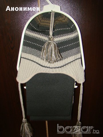 Комплект шапка и шал за 7-8 год. - нови, снимка 4 - Шапки, шалове и ръкавици - 9902055