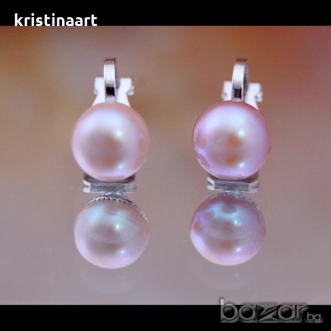 Обеци с естествени  перли на клипс, клac АA,, снимка 2 - Обеци - 20608910