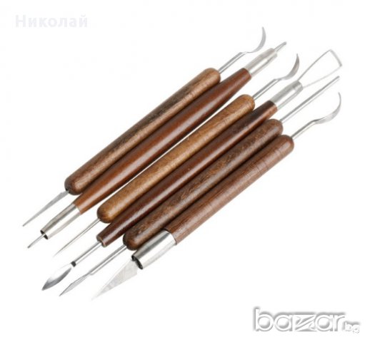 Инструменти за скулптора обработване моделиране на глина керамика пластелин 6 бр. комплект 