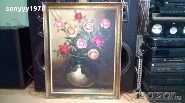 Hhijll-огромна испанска картина 92/71см-внос канарите, снимка 3 - Антикварни и старинни предмети - 16069640