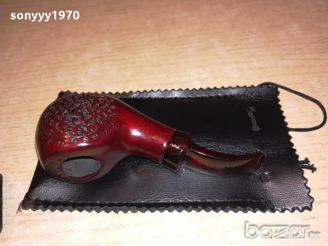 лула с поставка/стоика и кожен калъф-13х5х4см-внос швеицария, снимка 18 - Лули - 20798539