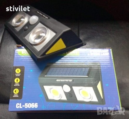 Соларна двойна LED Лампа + Датчик движение + вградена батерия.Ново, снимка 4 - Лед осветление - 26195866