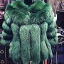 дамско палто от естествена лисица налично зелено 
