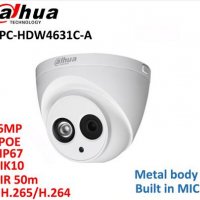 Super Ultra HD 3072x2048 Dahua IPC-HDW4631C-A 6 Мегапиксела H265 H264 IR-Cut POE IP Камера +Микрофон, снимка 1 - IP камери - 20133850