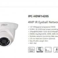 Широкоъгълна Dahua IPC-HDW1420S 4Mpx 2688x1520 Ударо/Водоустойчива IP Камера Аналитични Функции IP67, снимка 1 - IP камери - 19227355
