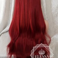 Lace Front LUXYRY WIG ELESSA Червена Дълга Перука Код 1043, снимка 9 - Аксесоари за коса - 25714057