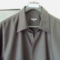 мъжка черна риза с дълъг ръкав- T43/44, снимка 2 - Ризи - 26149390