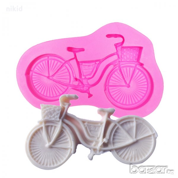 колело велосипед с кош силиконов молд форма за украса декорация торта фондан шоколад сладки и др, снимка 1