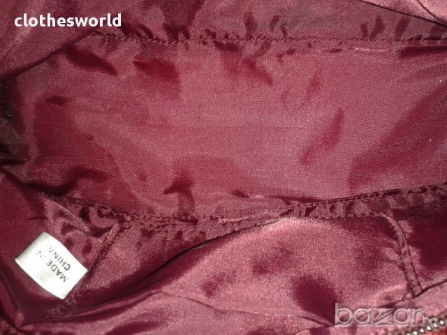 Елегантна дамска чанта във вишнев цвят, снимка 4 - Чанти - 11695119