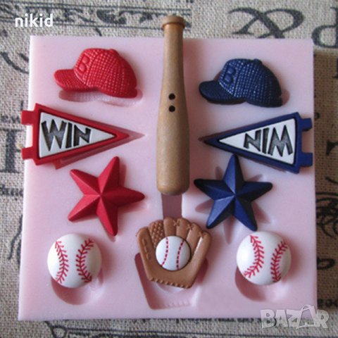 Спортни игри спорт Бейзбол силиконов молд форма декорация украса фондан торта мъфини и др
